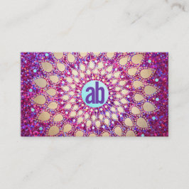 Tarjeta De Visita Monograma festivo Purpurina púrpura divertido