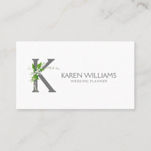 Tarjeta De Visita Monograma floral de lirio blanco