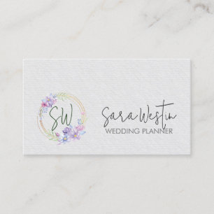 Tarjeta De Visita Monograma Floral de Planner de Bodas