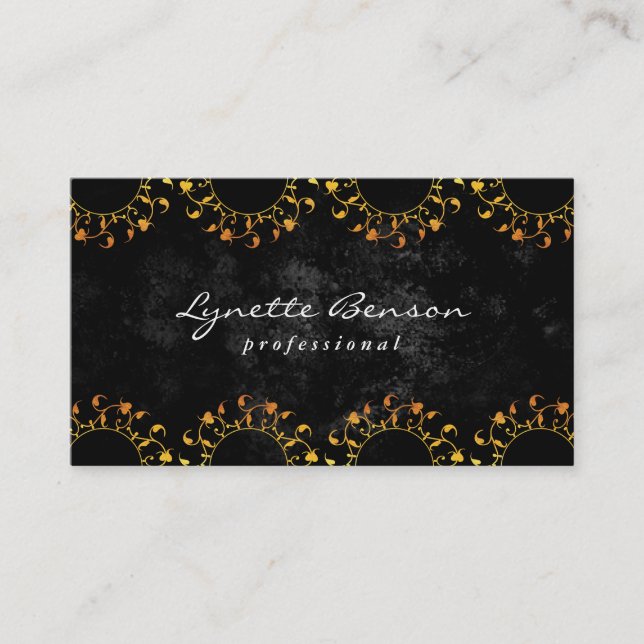 Tarjeta De Visita Monograma floral | Patrón Lux (oro) (Anverso)