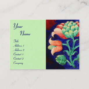 Tarjeta De Visita MONOGRAMA FLORAL, rosa naranja azul verde