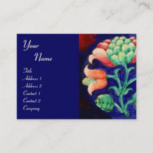 Tarjeta De Visita MONOGRAMA FLORAL, rosa naranja azul verde