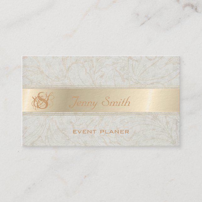 Tarjeta De Visita Monograma floral suave y elegante profesional (Anverso)