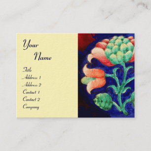 Tarjeta De Visita MONOGRAMA FLORAL, verde rojo azul naranja blanco