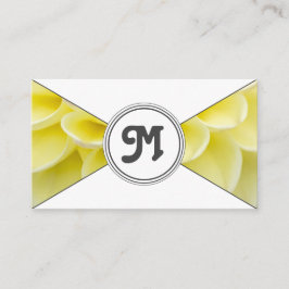 Tarjeta De Visita Monograma florista amarillo triángulos elegantes