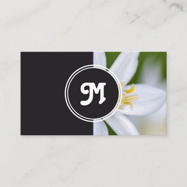 Tarjeta De Visita Monograma florista blanco planificador de bodas gr (Anverso)