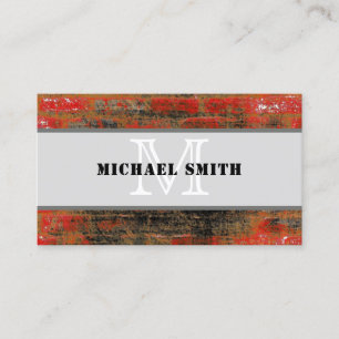 Tarjeta De Visita Monograma fondo rojo vintage moderno