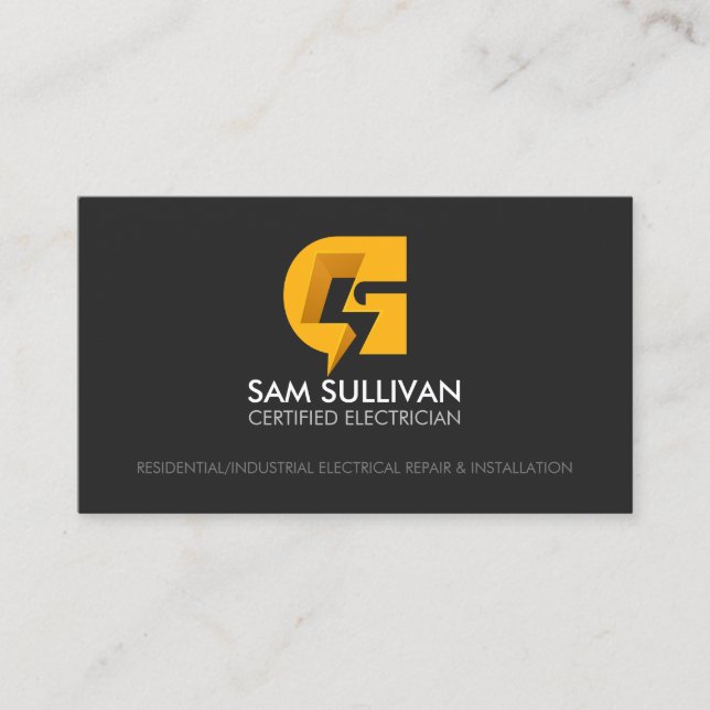 Tarjeta De Visita Monograma G de contratista eléctrico (Anverso)