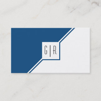 Tarjeta De Visita Monograma geométrico moderno azul clásico
