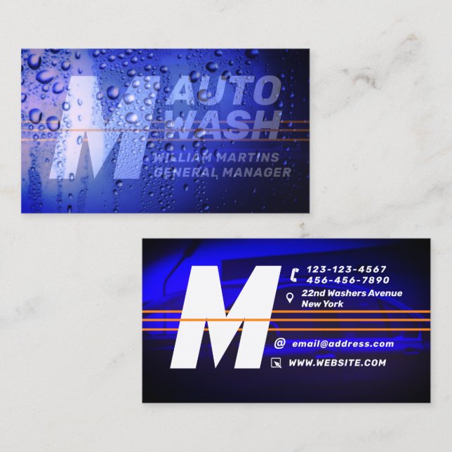 Tarjeta De Visita Monograma gigante estilo dúo moderno  (Anverso / Reverso)
