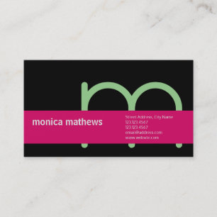 Tarjeta De Visita Monograma gigante y banda rosa moderno