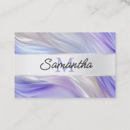 Tarjeta De Visita Monograma Glam Purple Blue Pearl Swirls