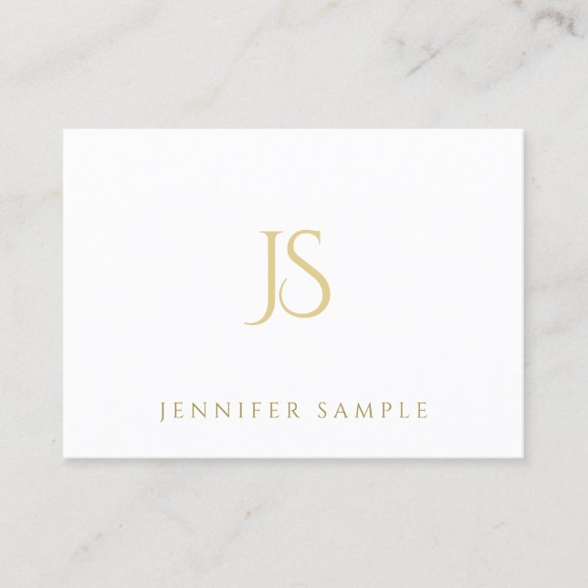 Tarjeta De Visita Monograma Gold Elegant Moderno Profesional Simple (Anverso)
