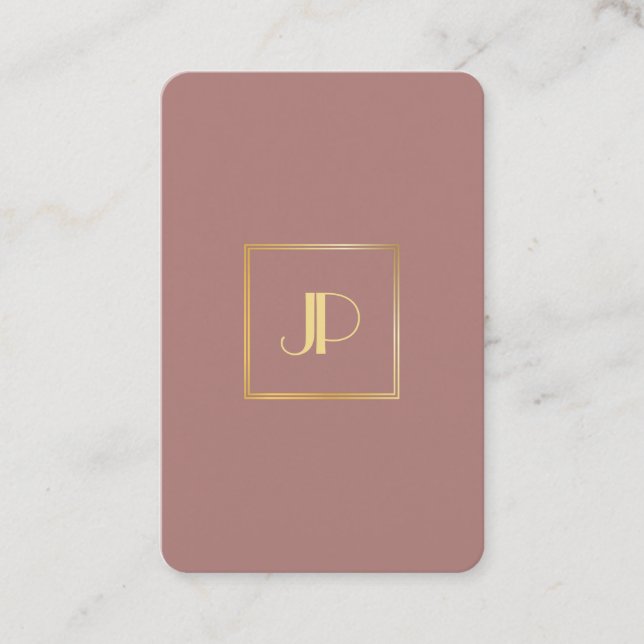 Tarjeta De Visita Monograma Gold Elegante Profesional Moderno Planti (Anverso)