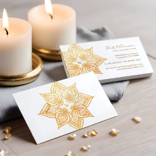 Tarjeta De Visita Monograma Gold Mandala Lotus Flower