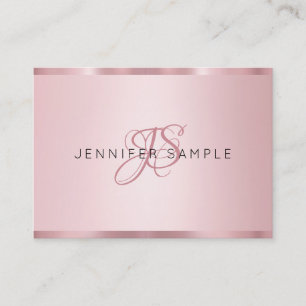 Tarjeta De Visita Monograma Gold moderno elegante simple Rosa