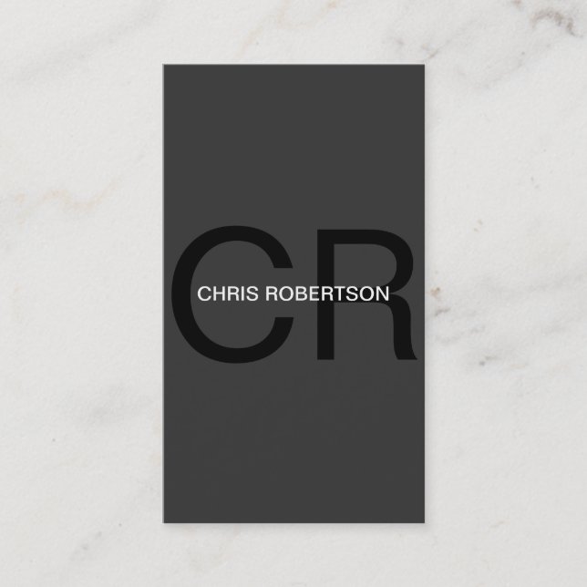 Tarjeta De Visita Monograma Gray Black Business Card (Anverso)