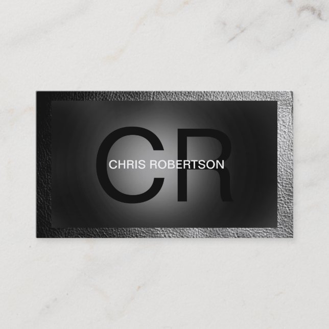 Tarjeta De Visita Monograma Gray Black Business Card (Anverso)