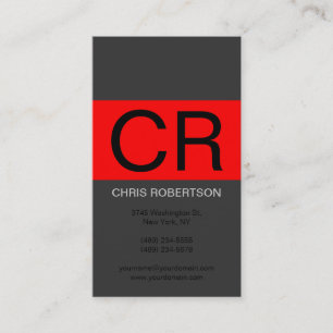 Tarjeta De Visita Monograma Gray Black Red Business Card