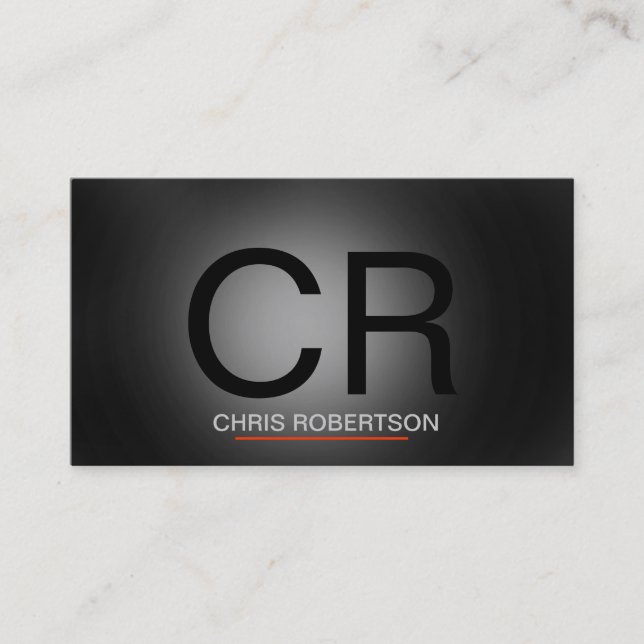 Tarjeta De Visita Monograma Gray Black Red Business Card (Anverso)