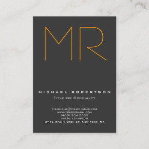 Tarjeta De Visita Monograma Gray Chubby Trendy Business Card