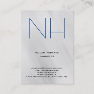 Tarjeta De Visita Monograma gris azul simple elegante único