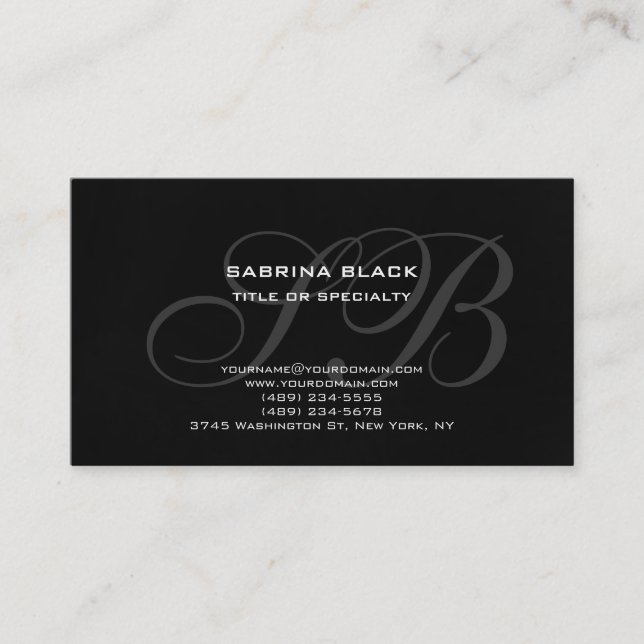 Tarjeta de visita Monograma Gris Black Consultor (Anverso)