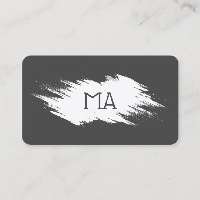 Tarjeta De Visita Monograma | Gris Blanco (Anverso)