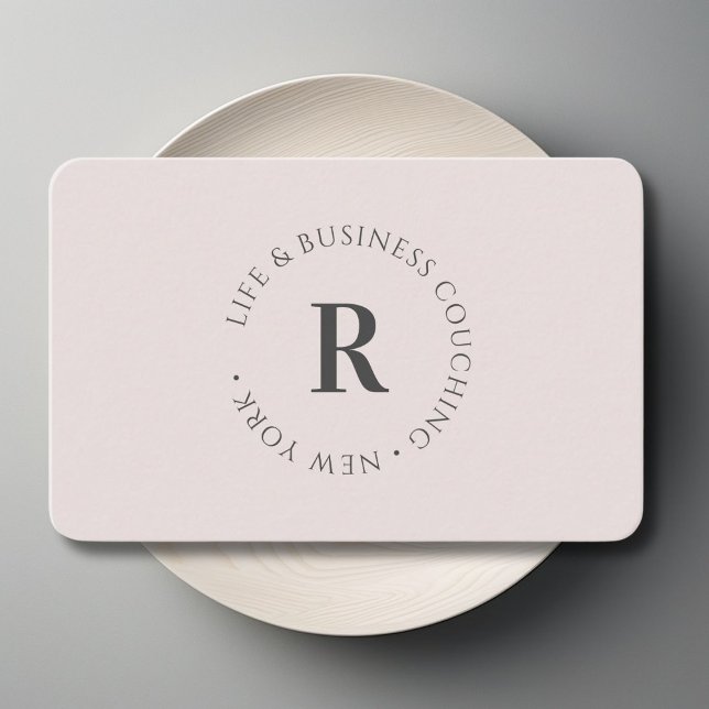 Tarjeta De Visita Monograma, gris mínimo (Monogram, Minimum Gray Business Card)