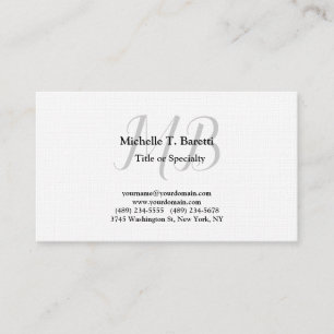 Tarjeta De Visita Monograma gris moderno de línea premium blanco