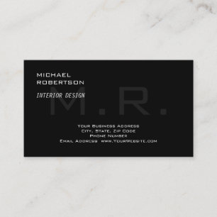 Tarjeta De Visita Monograma gris negro creativo moderno liso