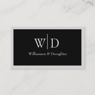 Tarjeta De Visita Monograma Gris negro simple