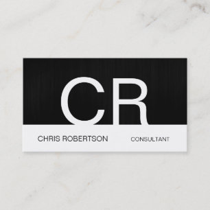 Tarjeta de visita Monograma Gris White Consultor