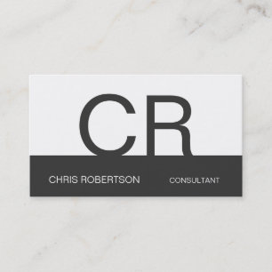 Tarjeta de visita Monograma Gris White Consultor