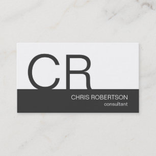 Tarjeta de visita Monograma Gris White Consultor