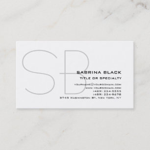 Tarjeta de visita Monograma Gris White Consultor
