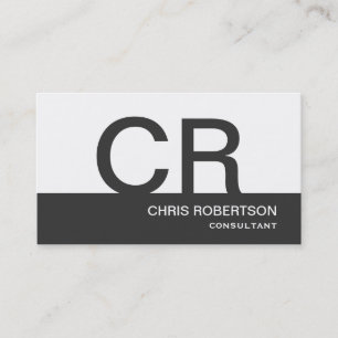 Tarjeta de visita Monograma Gris White Consultor