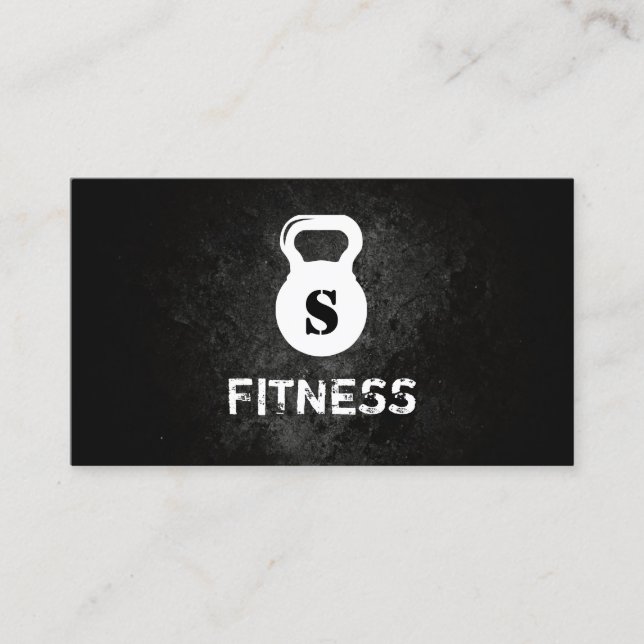 Tarjeta De Visita Monograma Grunge Grunge Profesional Fitness (Anverso)