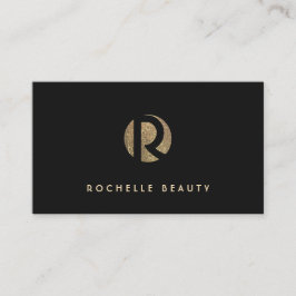 Tarjeta De Visita Monograma Guay Retro Gold y Black Sequin