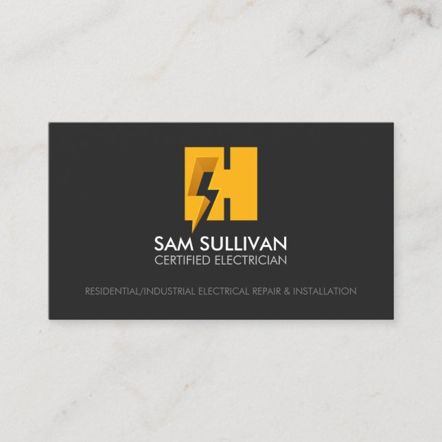Tarjeta De Visita Monograma H del contratista eléctrico (Anverso)