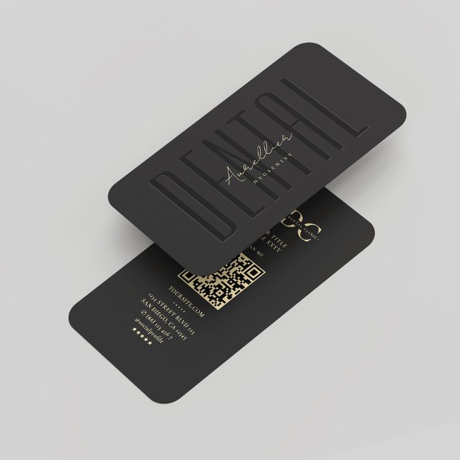 Tarjeta De Visita Monograma Higienista Dental Negro Oro Moderno (Monogram Dental Hygienist Black Gold Modern Business Card
)
