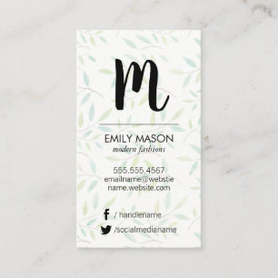 Tarjeta De Visita Monograma/hojas y ramas de moda