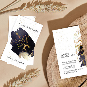 Tarjeta De Visita Monograma holístico del Sol Celestial y la Luna Ti