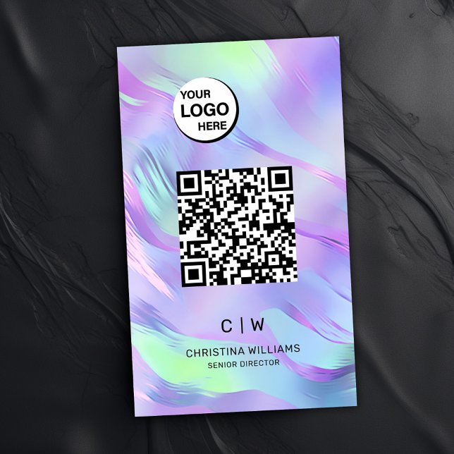 Tarjeta De Visita Monograma holográfico de código QR (QR Code Holographic Monogram Business Card)
