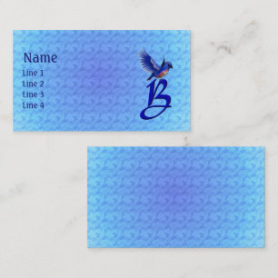 Tarjeta De Visita Monograma Inicial B Elegante Pájaro Azul