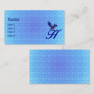Tarjeta De Visita Monograma Inicial Bluebird Elegante H