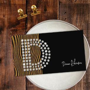 Tarjeta De Visita Monograma inicial de medios sociales de oro negro