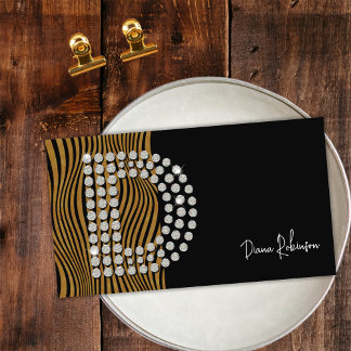 Tarjeta De Visita Monograma inicial de medios sociales de oro negro