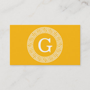 Tarjeta De Visita Monograma inicial del marco de la llave griega Gol
