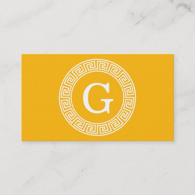 Tarjeta De Visita Monograma inicial del marco de la llave griega Gol (Anverso)